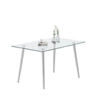 Tavolo da Pranzo con Piano in Vetro Temperato e Gambe in Acciaio Inox