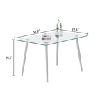 Tavolo da Pranzo con Piano in Vetro Temperato e Gambe in Acciaio Inox