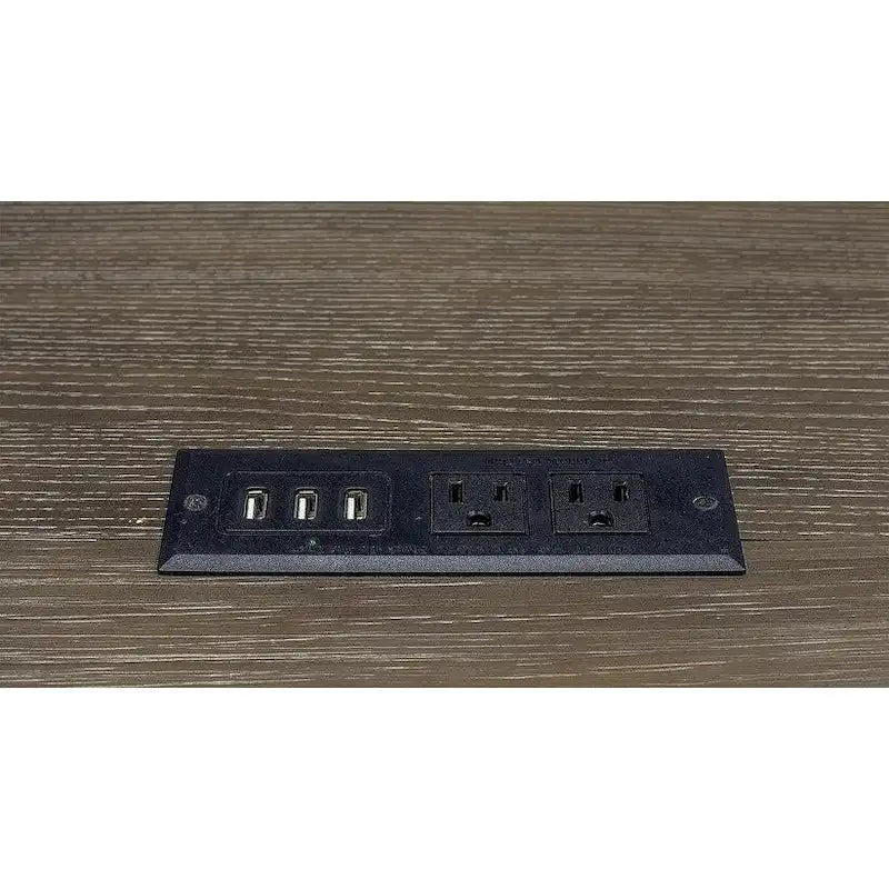 Scrivania angolare con piano di ritorno – Grigio effetto legno invecchiato