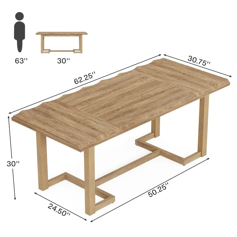 Scrivania da computer da 160 cm con gambe in legno massello e piano ispessito