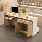 Banco Reception Bianco e Rovere con Cassetto Porta Tastiera