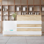Banco Reception Bianco e Rovere con Cassetto Porta Tastiera
