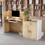 Banco Reception Bianco e Rovere con Cassetto Porta Tastiera