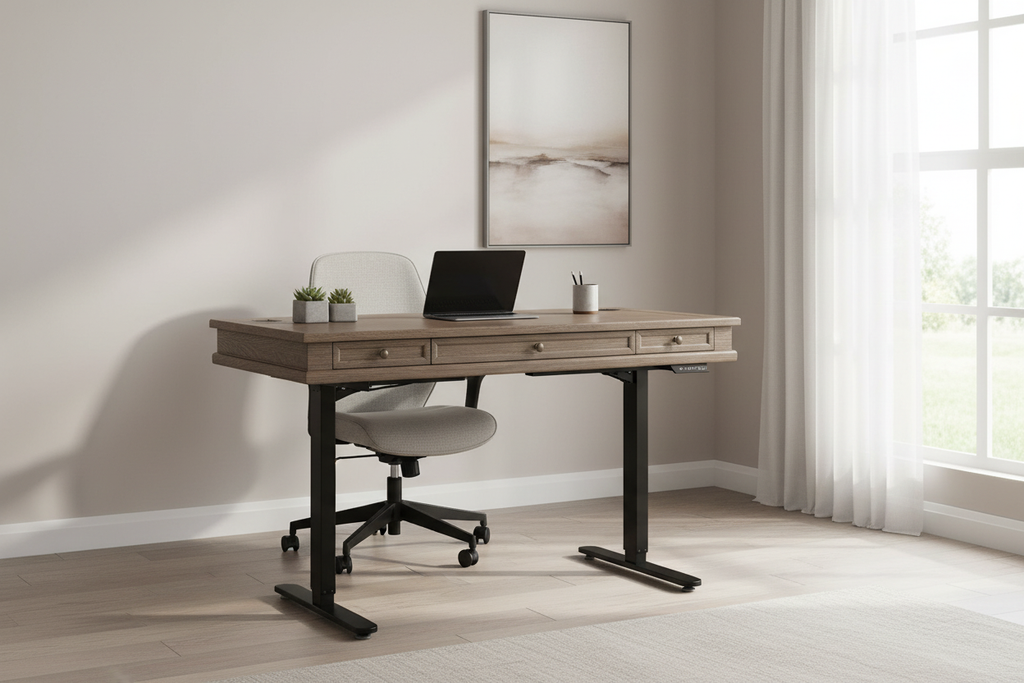Standing Desk with Home Office Background