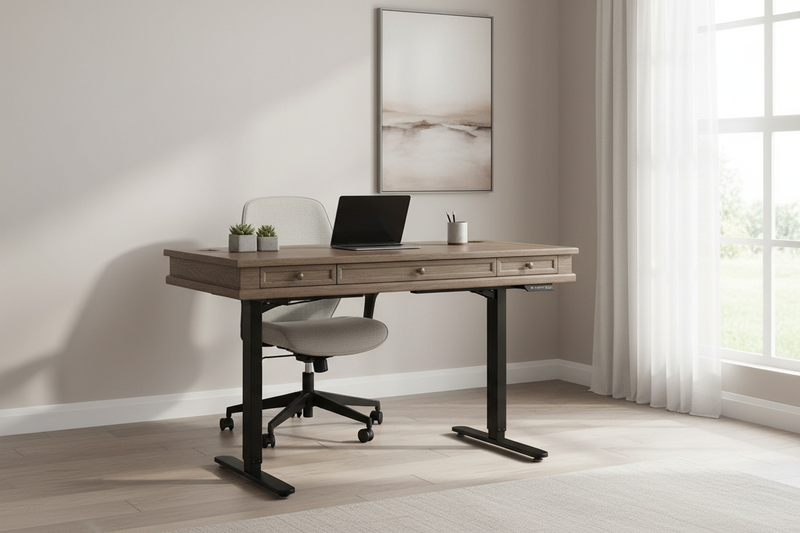 Standing Desk with Home Office Background